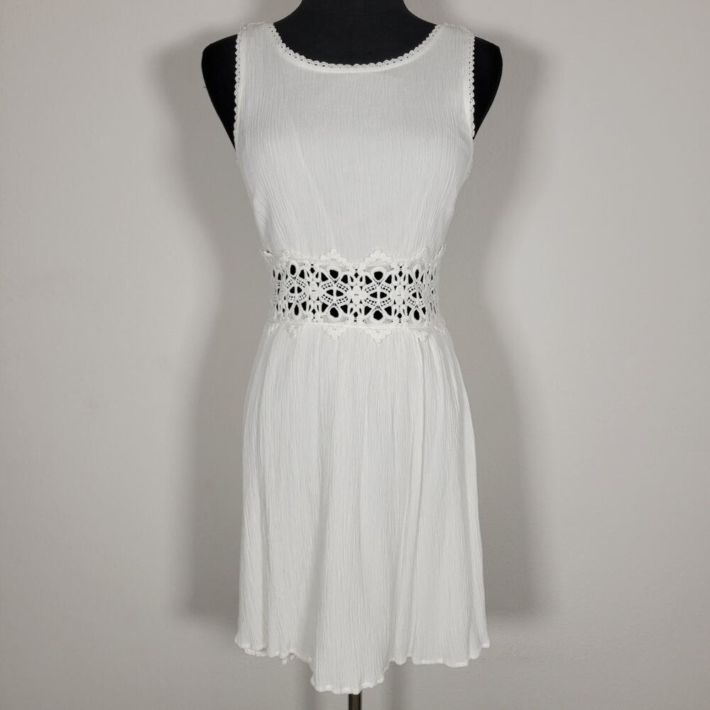 Forever 21 White Lace Waist Boho Dress Size Small Beach Vacation Cottagecore